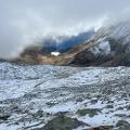 neige dans l'approche du sommet